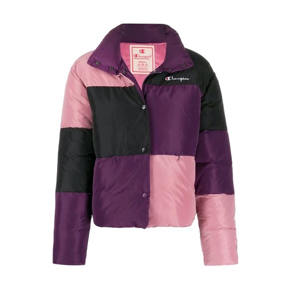 Champion Color Block Puff Down Jacket In Pink - Picture 7 of 7